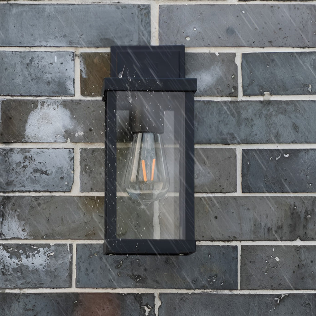 Rectangular Glass Waterproof Black Modern Outdoor Wall Lamp Exterior Lights