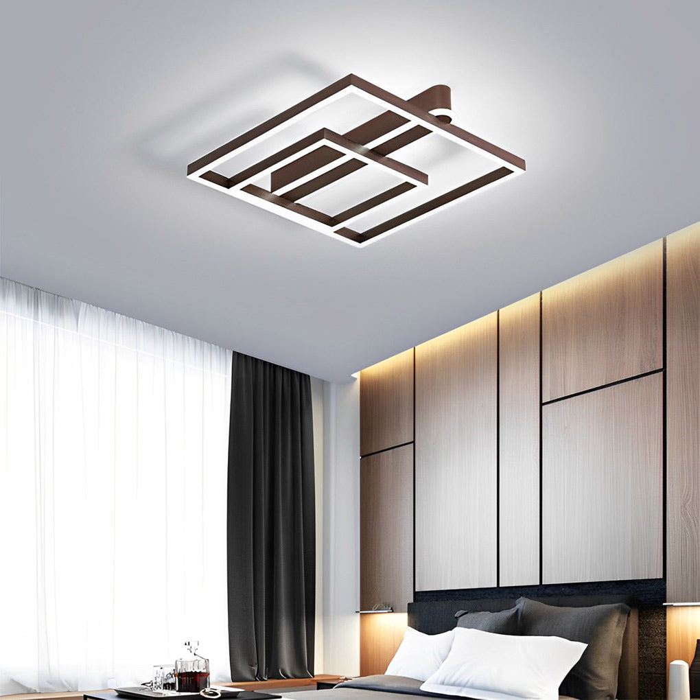 Square Double Frame Metal Aluminum Creative LED Nordic Ceiling Light Fixture