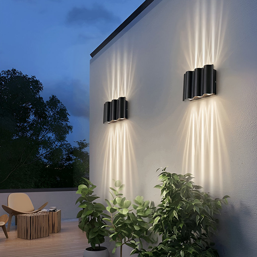 Arc Waterproof Wave Wall Sconces Outdoor Cool LED Up and Down Wall Mounted Lights