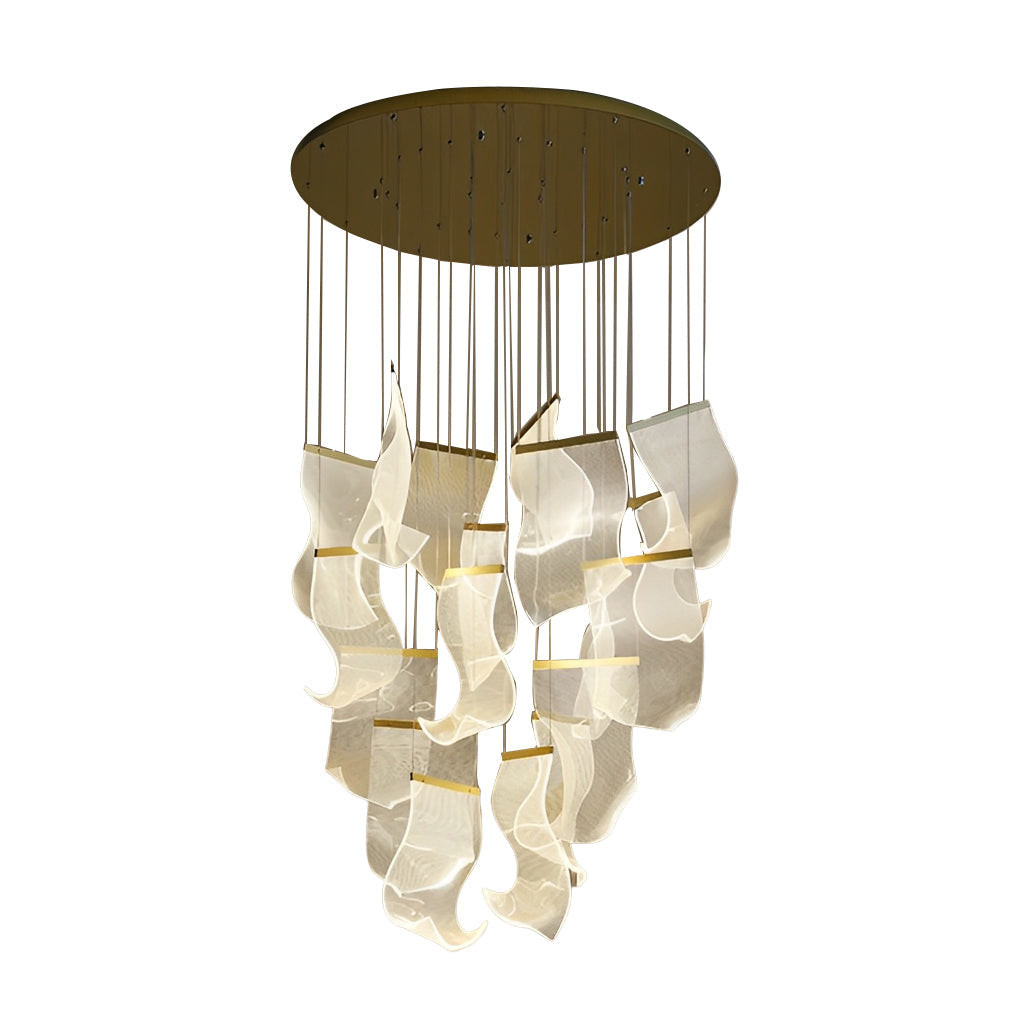 Irregular Curl Acrylic Paper Stepless Dimming LED Nordic Chandelier