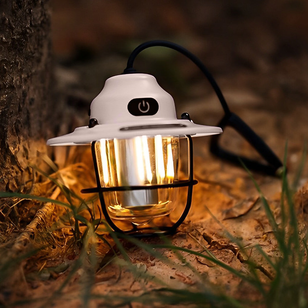 Round LED Waterproof USB Rechargeable Retro Outdoor Light Camping Lamp