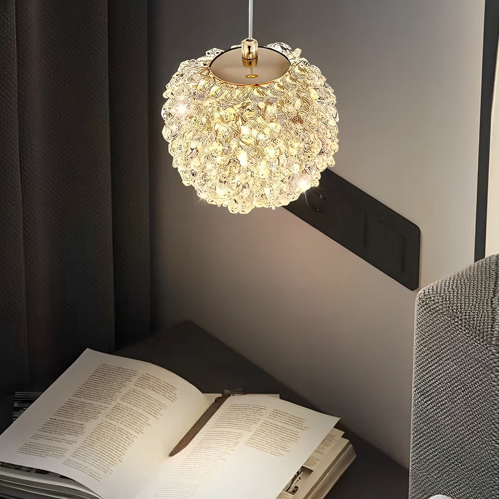 Round Luxurious Crystal Ball Three Step Dimming Modern Pendant Lights