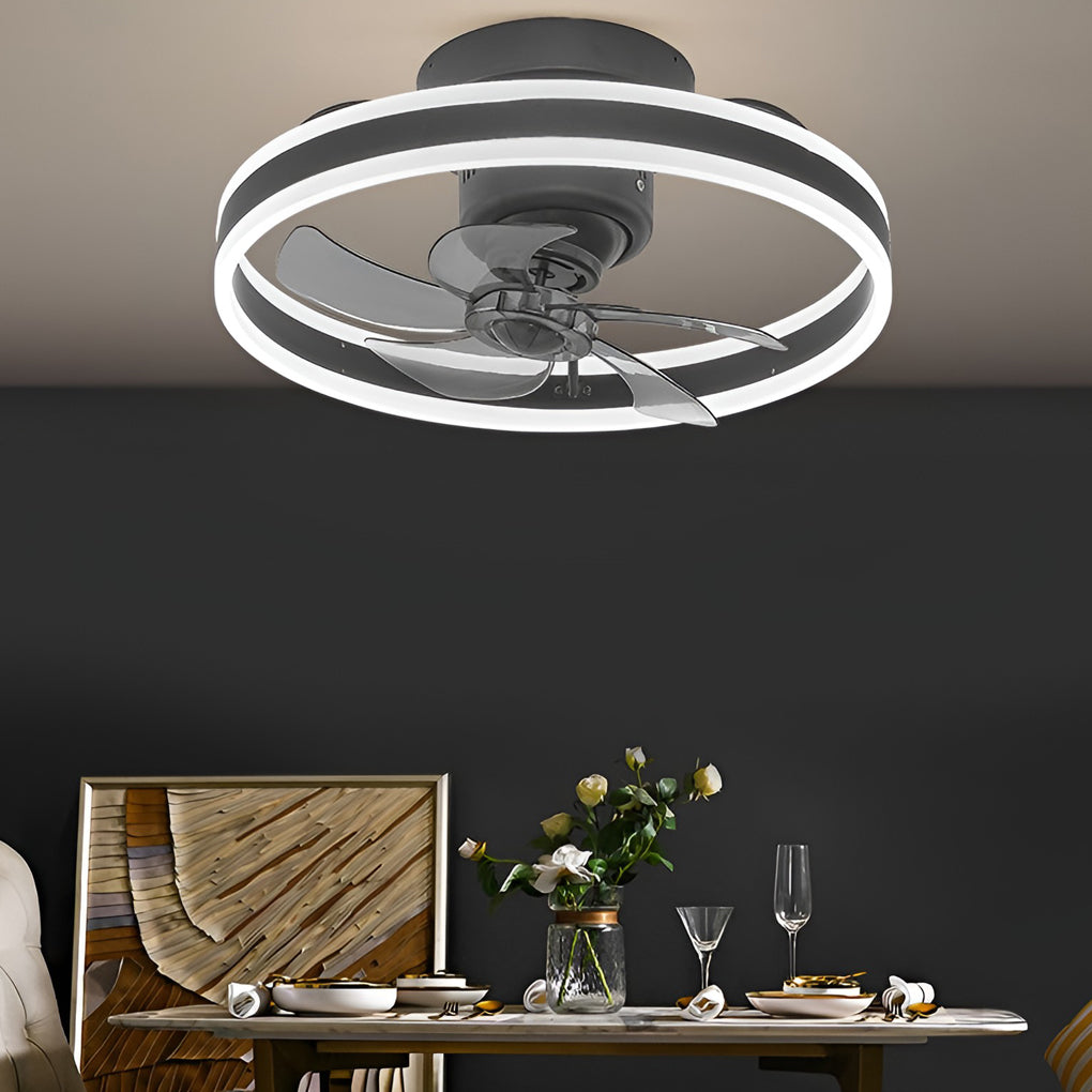 Round Stepless Dimming LED 360° Rotating Modern Ceiling Fan Light