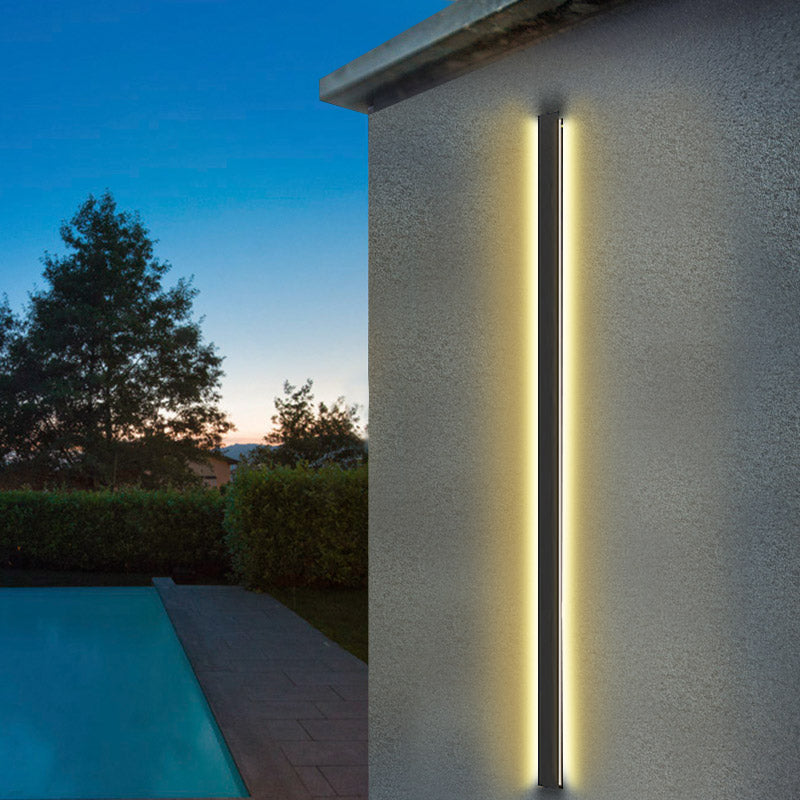 LED Long Strip Metal Waterproof Black Minimalist Outdoor Wall Lights