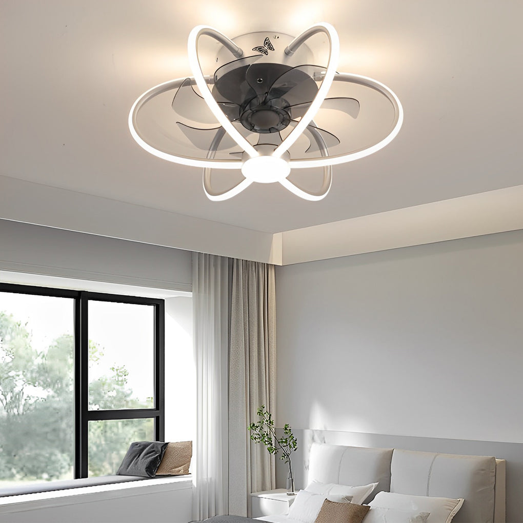 Flower Intelligent Dimmable LED Modern Bladeless Ceiling Fans with Remote