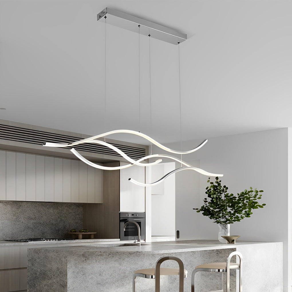 Wave Linear Hanging Branch Chandelier LED Island Pendant Light