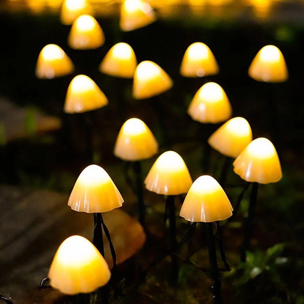 Outdoor Mini Mushroom RGB Solar 16.40 ft String Lights