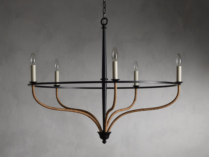 Rosalind Rattan Chandelier in Black