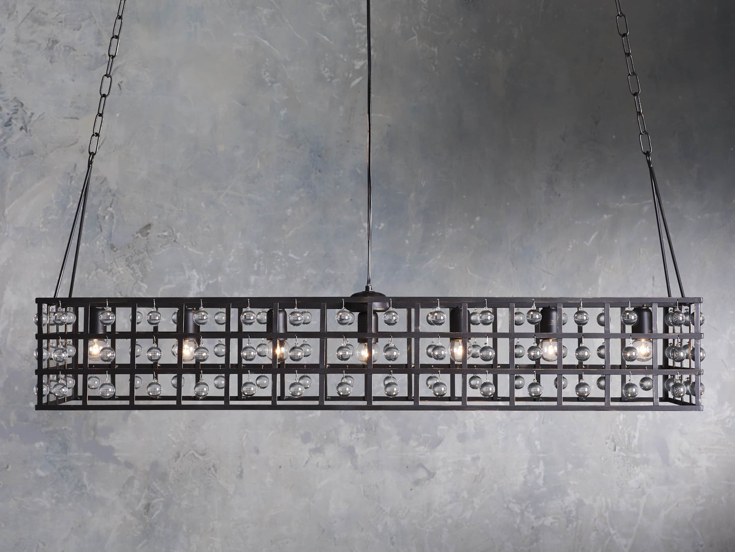 La Cage 50" Rectangular Chandelier in Bronze