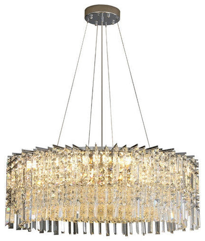 Ischia di Castro | Modern Luxury Drum Crystal LED Chandelier in Creative Design, Gold, Dia31.5xh11.0", Cool Light, Non-Dimmable