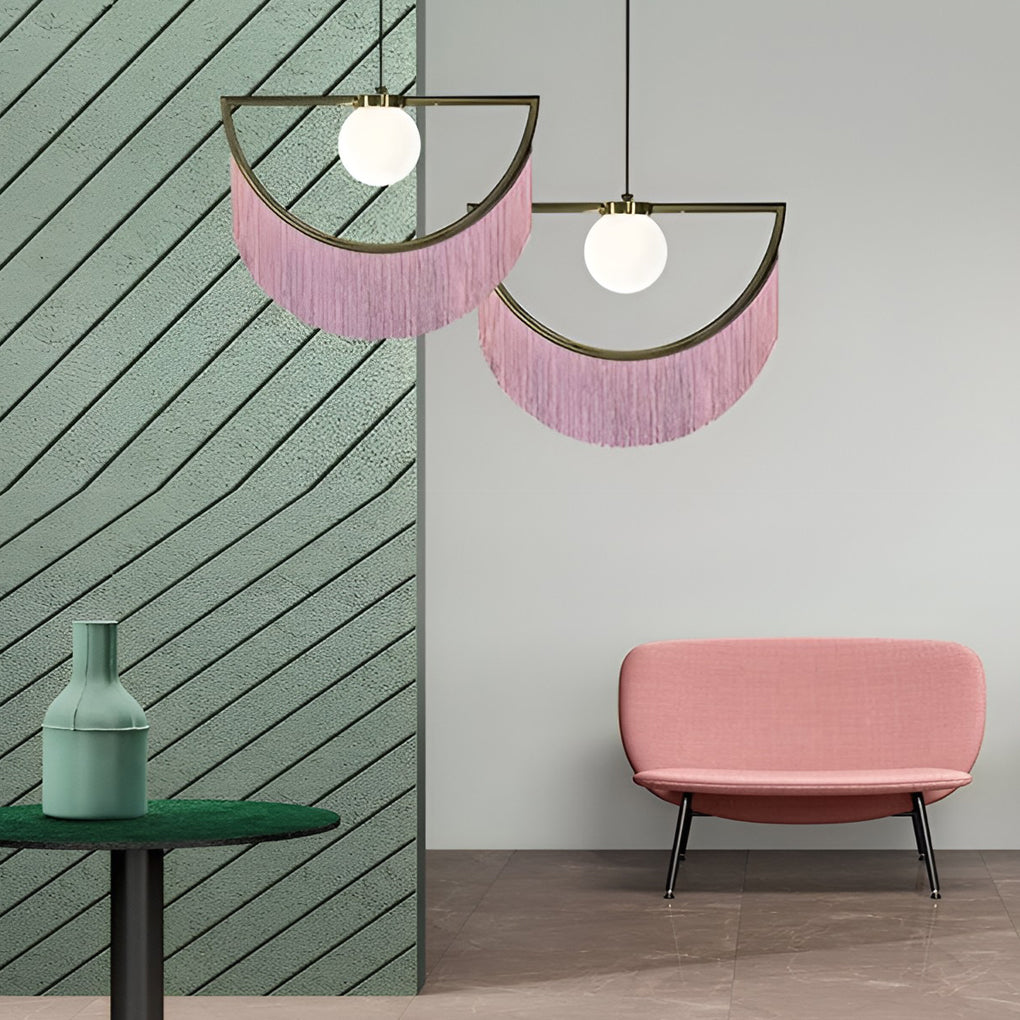 Pink Tassels Creative LED Nordic Chandelier Pendant Light Hanging Lamp