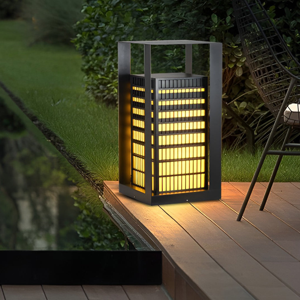 Creative Square Lantern Shaped LED Black Modern Outdoor Pathway Lights