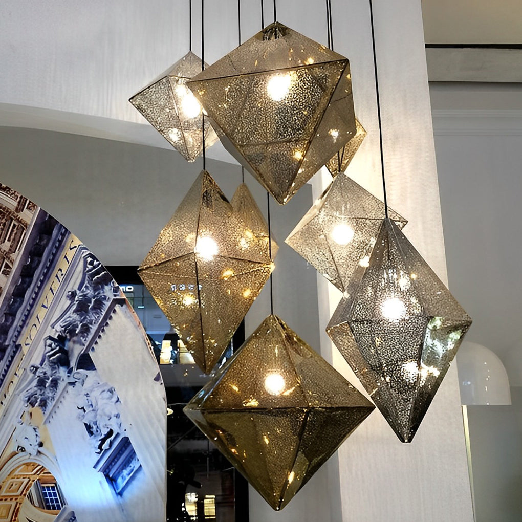 Stainless Steel Geometric Polyhedral Art Hollow Postmodern Chandeliers