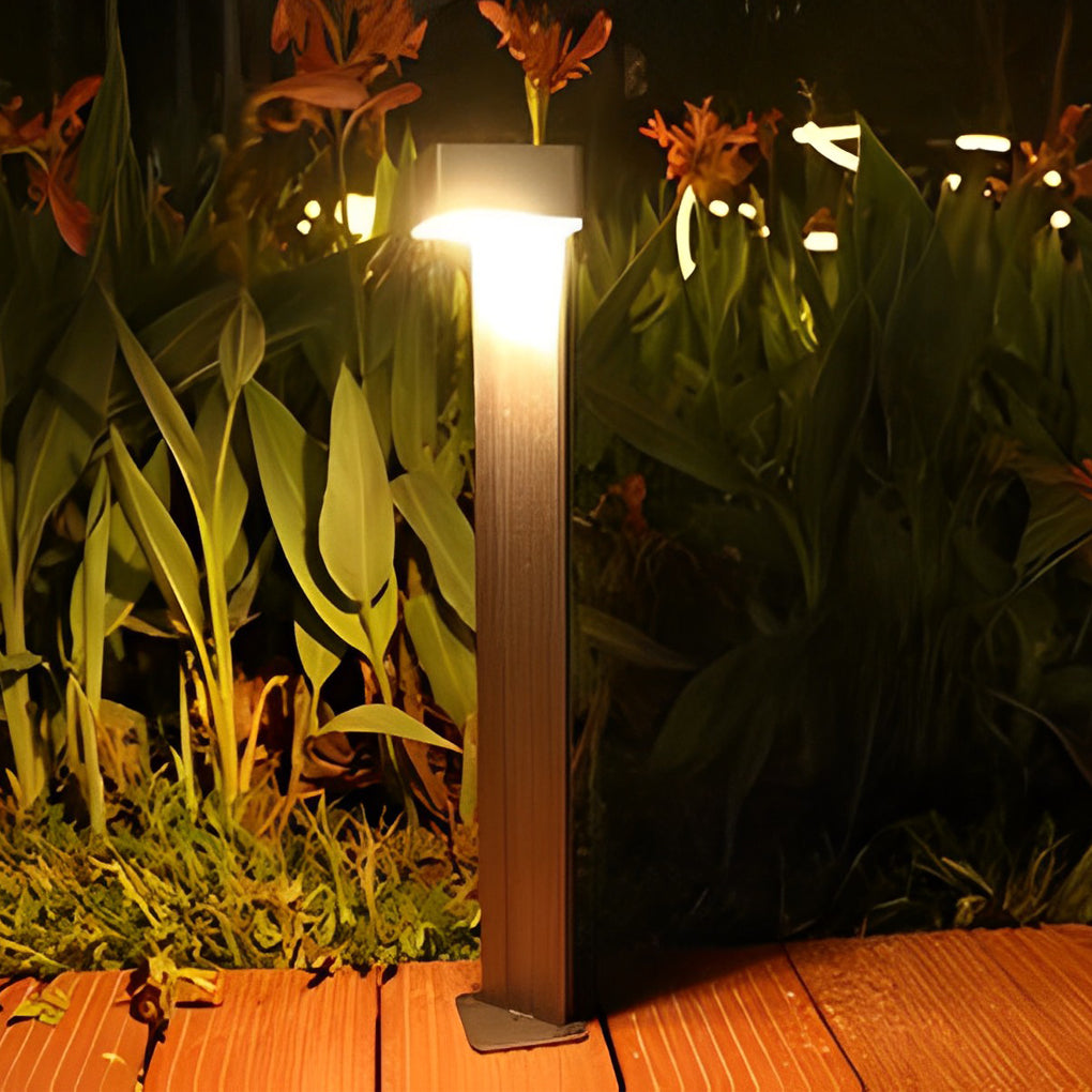 Aluminum Alloy Waterproof LED Black Modern Solar Powered Lawn Lights