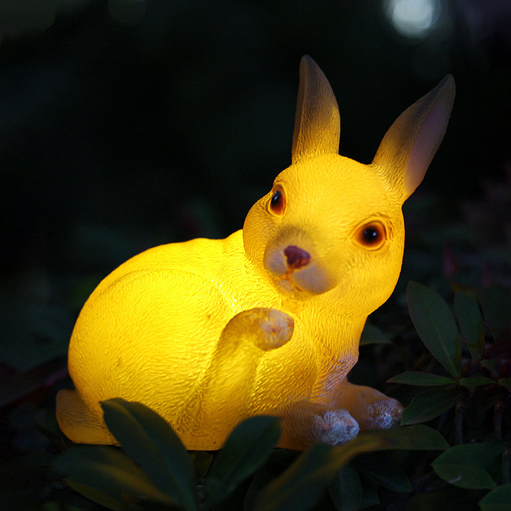 Resin Small Animal Dog Rabbit Snails Owl LED Modern Solar Lights Garden Lamp