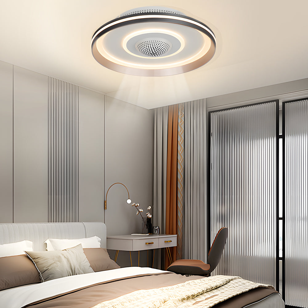 Nordic Round Circles LED Invisible Flush Mount Ceiling Fan Light