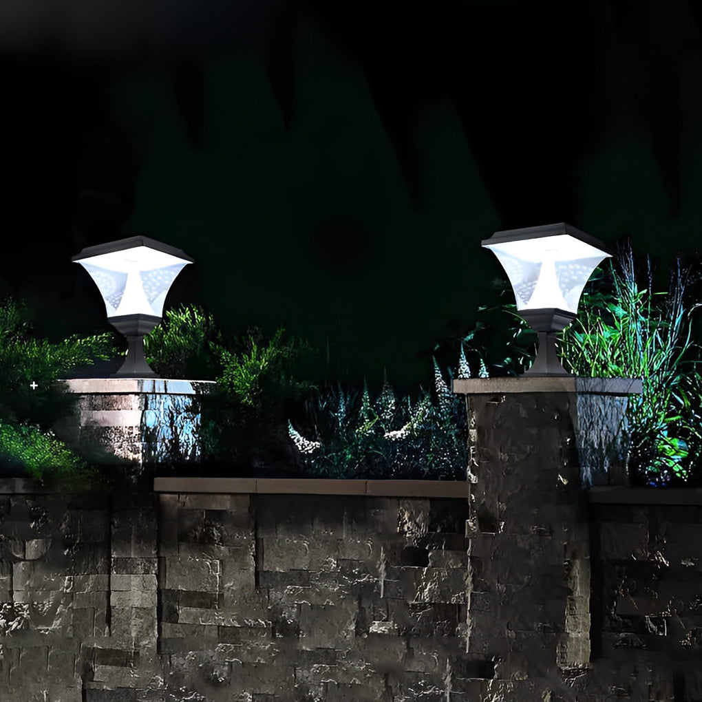 Creative Square LED Waterproof Black Retro Solar Fence Post Lights