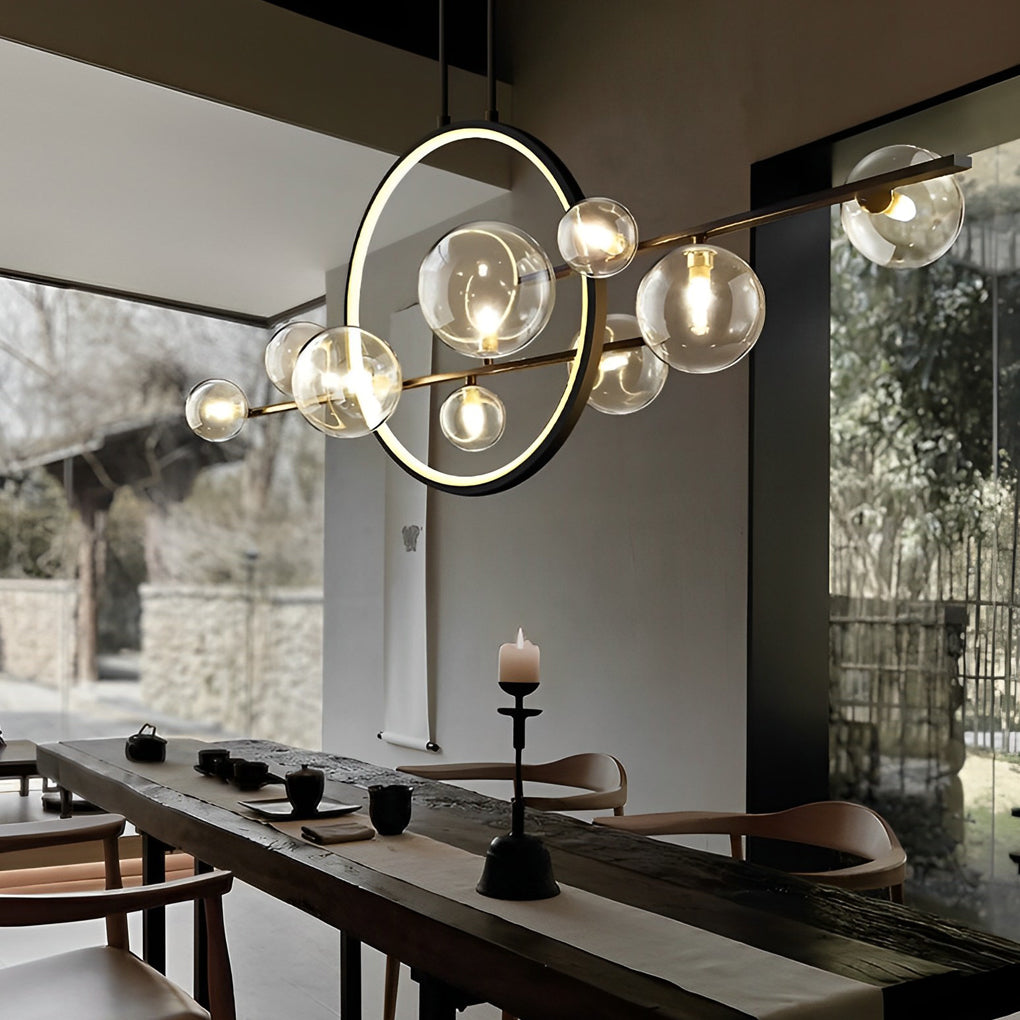 Moon Glass Bubbles Strip LED Black Postmodern Dining Room Chandeliers