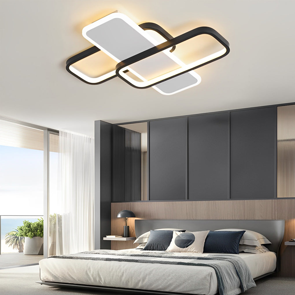 Square Overlapping Stepless Dimming LED Nordic Ceiling Lights Chandeliers