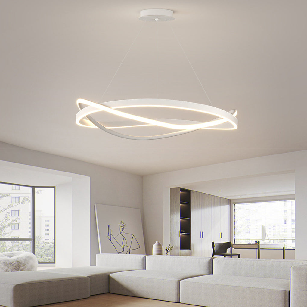 Circular Wave Rings Three Step Dimming Minimalist Nordic Chandelier