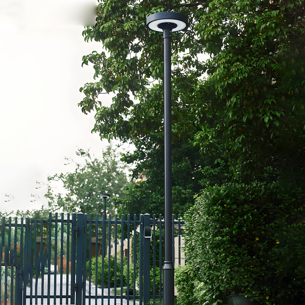 Round Waterproof Smart Remote Control LED Solar Lamp Post Top Lights