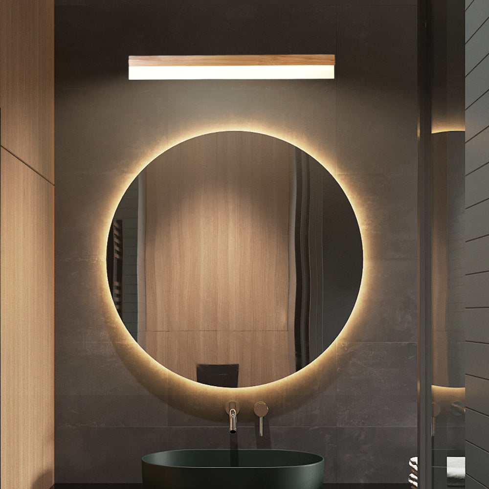 Natural Wooden LED Bathroom Vanity Light with Plastic Shade Mirror Lighting Fixture