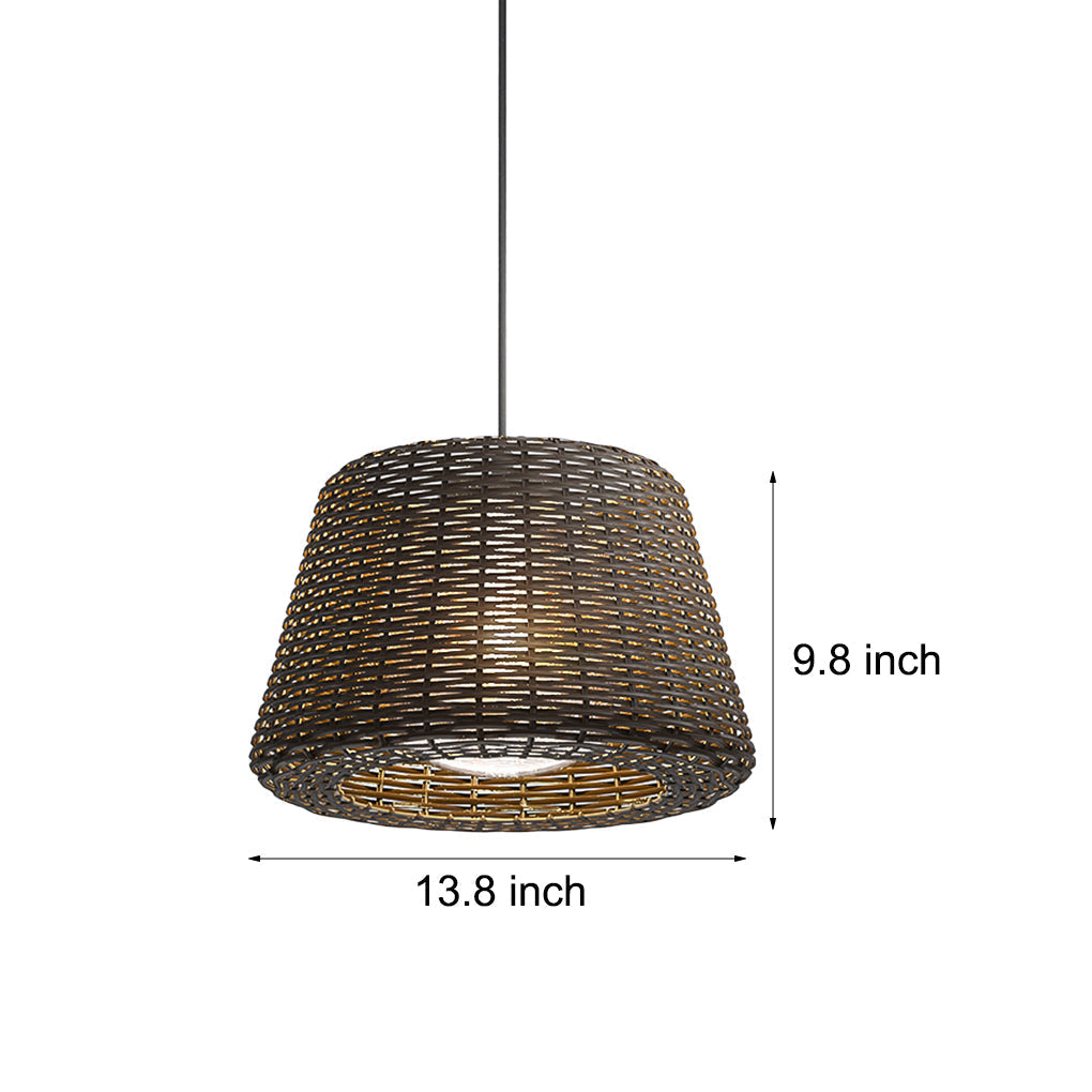 Ralph 1-Light Outdoor Pendant Light LED Suspension Lamp with Rattan Shade