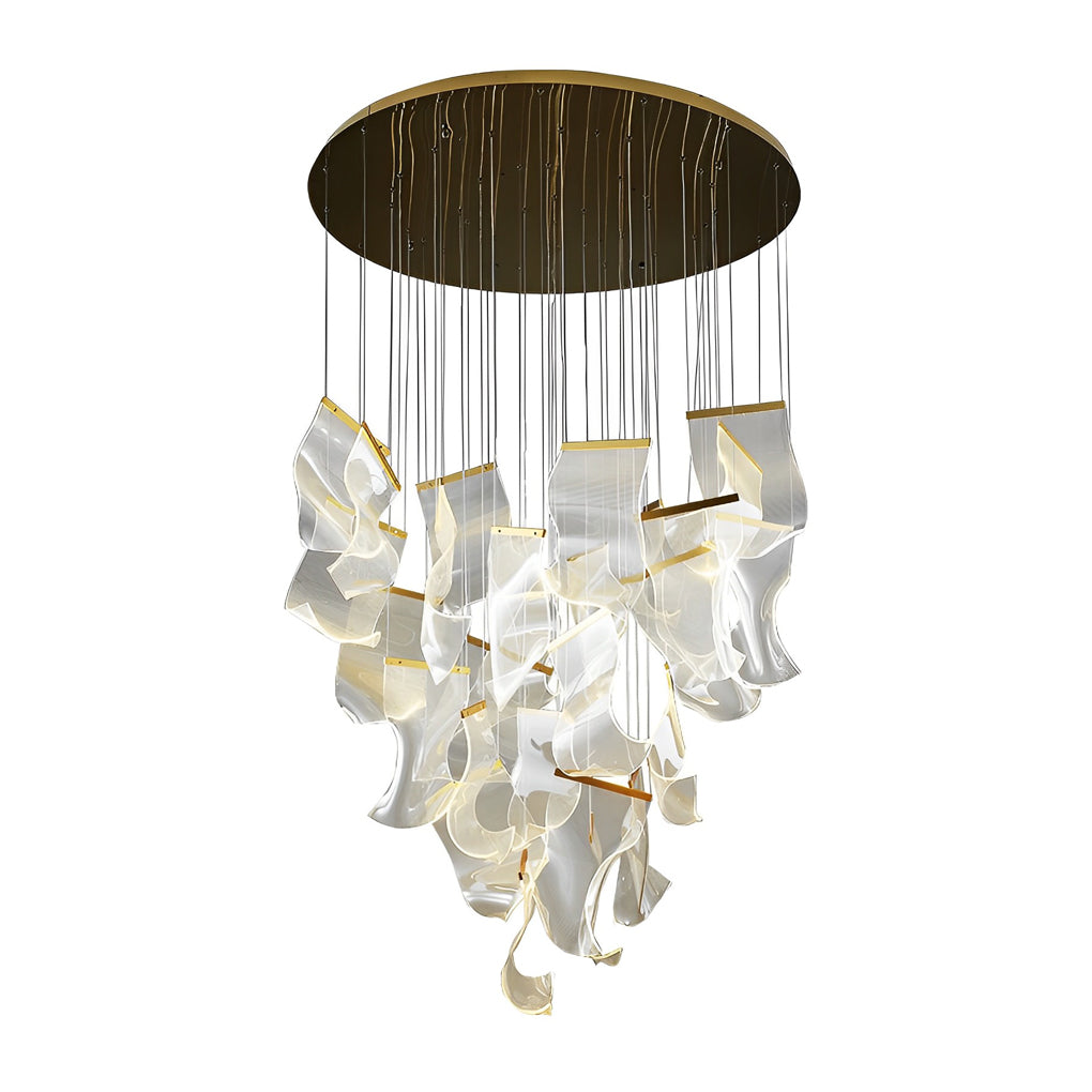 Irregular Curl Acrylic Paper Stepless Dimming LED Nordic Chandelier