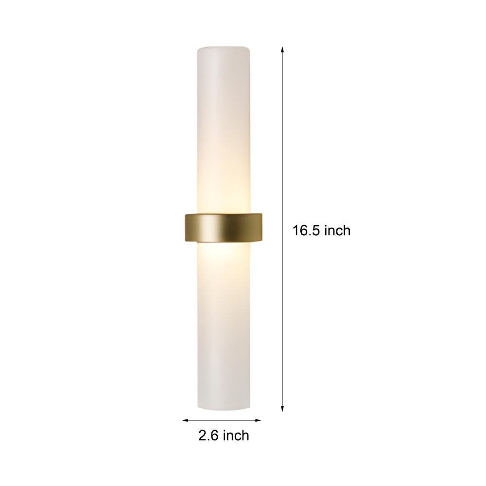 Modern Frosted Glass Tube 1-Light Wall Sconce in Warm White for Living Room