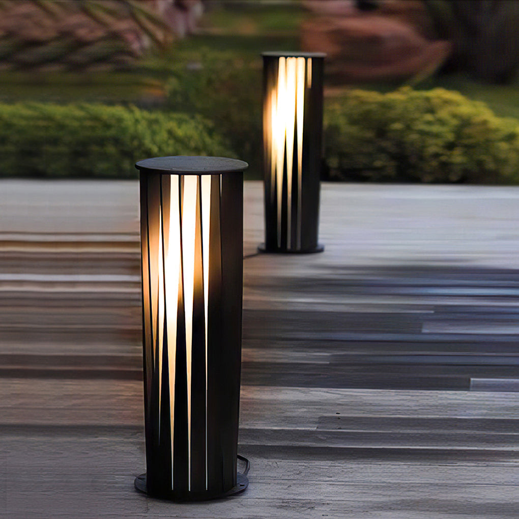 Creative Cylindrical LED Waterproof Black Modern Solar Pathway Lights