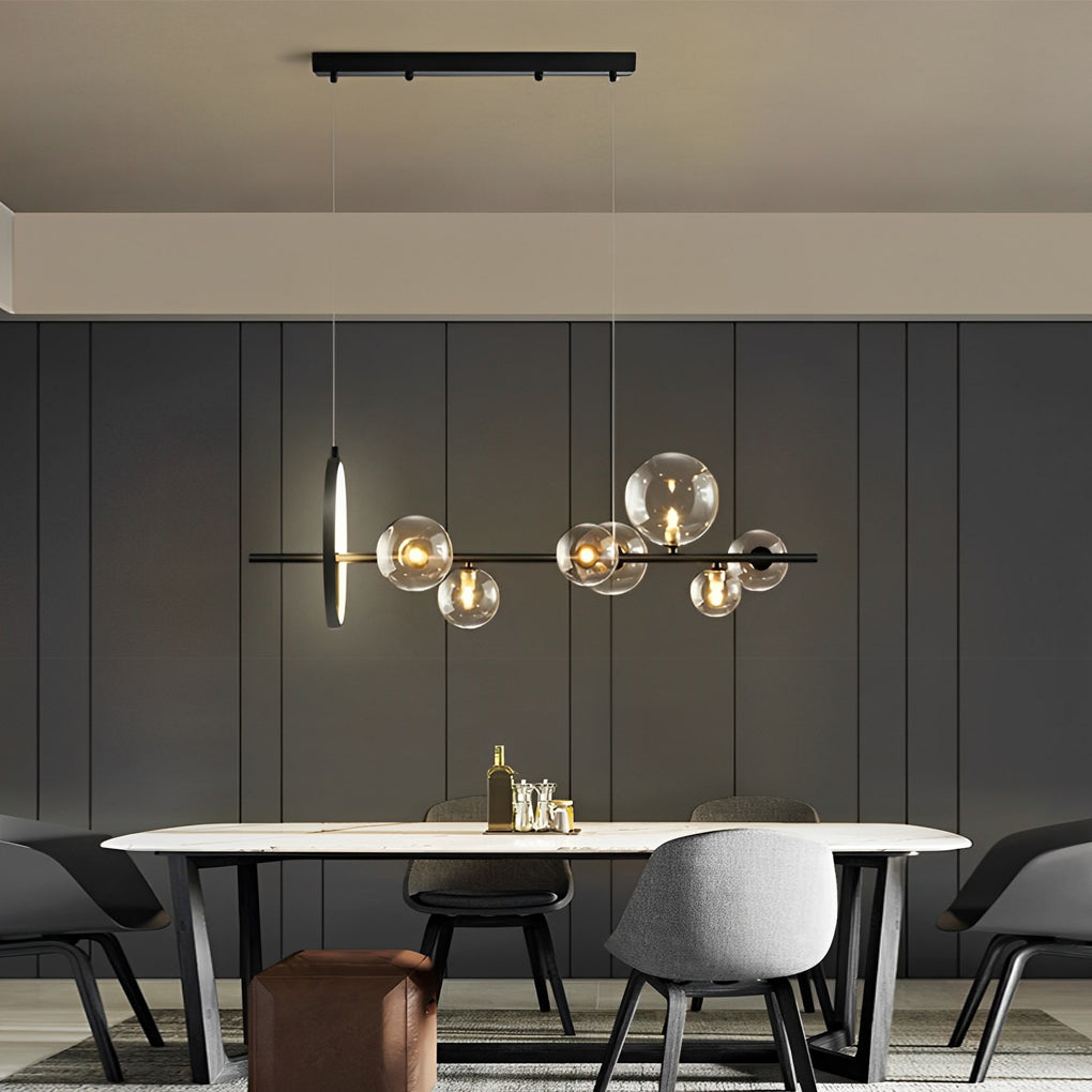 Circular Glass Bubbles LED Black Nordic Dining Room Chandeliers Light