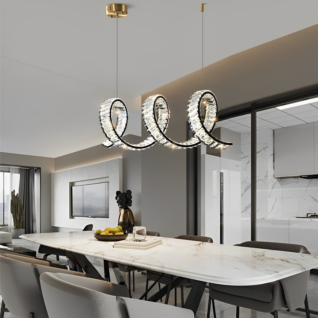 Creative Crystal Waves 3 Step Dimming LED Modern Dining Room Chandeliers