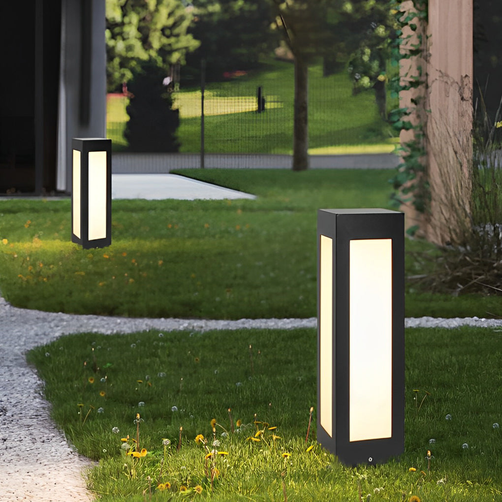 Rectangular Waterproof LED Black Modern Automatic Solar Outdoor Lights