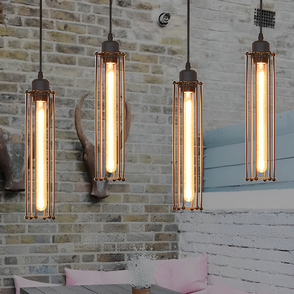 Retro Iron Energy-saving LED Black Industrial Style Pendant Light Fixture