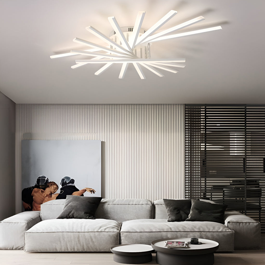 Creative Strip Stepless Dimming LED White Nordic Ceiling Lights Chandelier