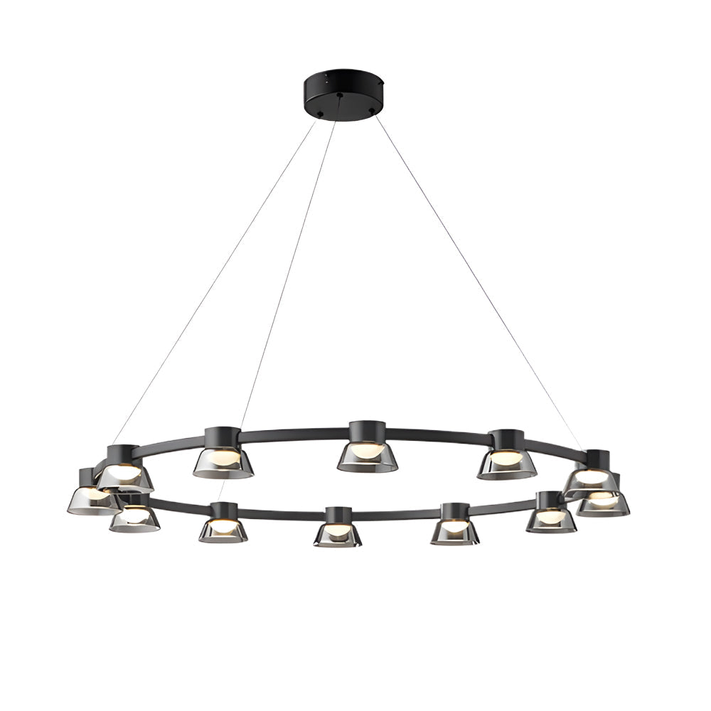 Ring LED Pendant with Smoke Gray Glass Shades