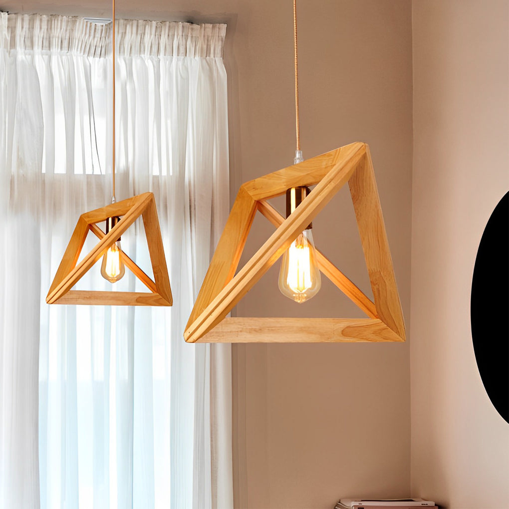 Creative Wood Frame Geometric Art Minimalist Nordic Pendant Lights