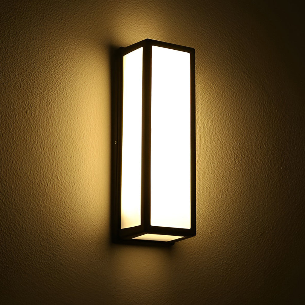 Rectangle LED Waterproof Motion Sensor Black Modern Wall Sconce Lighting