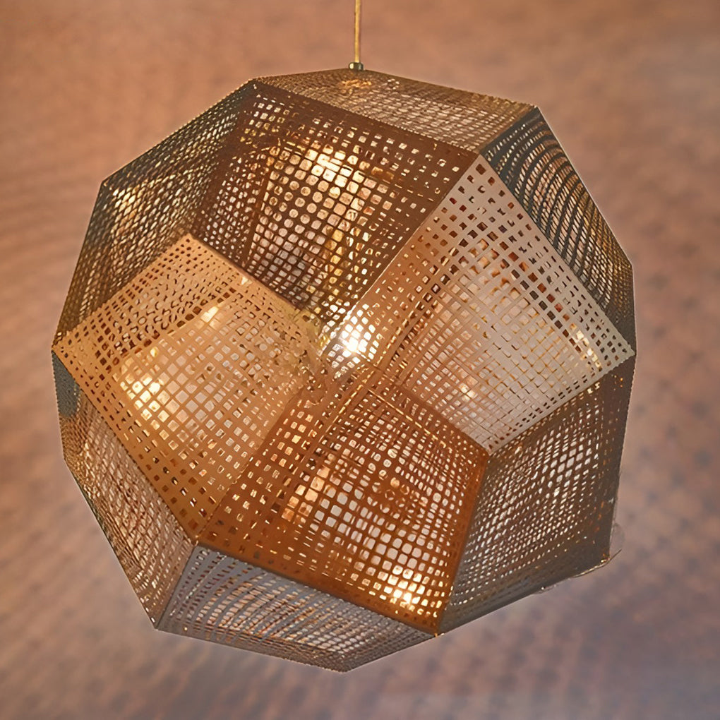 Geometric Round Electroplated Metal Postmodern Pendant Light Chandelier