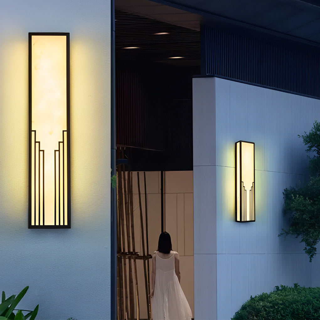 Strip Rectangular Resin Waterproof LED Black Modern Outdoor Wall Light