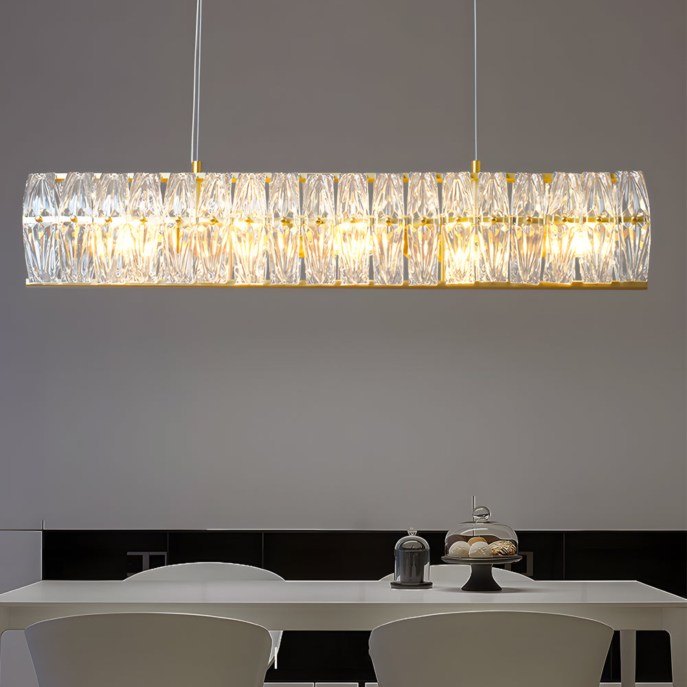 Round Glass Luxury 3 Step Dimming Simple Long Post-Modern Chandelier