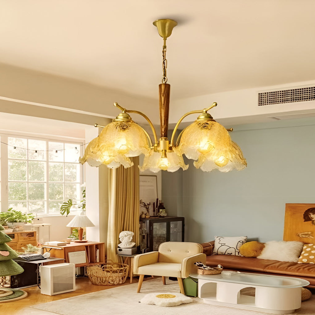 3 Lights Cracked Glass Retro Chandelier Pendant Light Ceiling Lamp