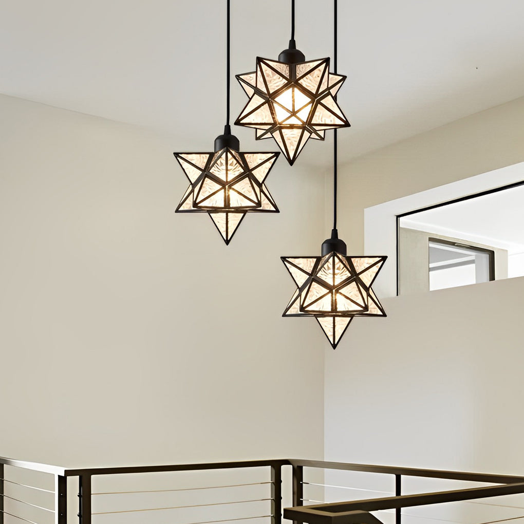 Creative Five-Pointed Star Three Step Dimming Modern Pendant Lights