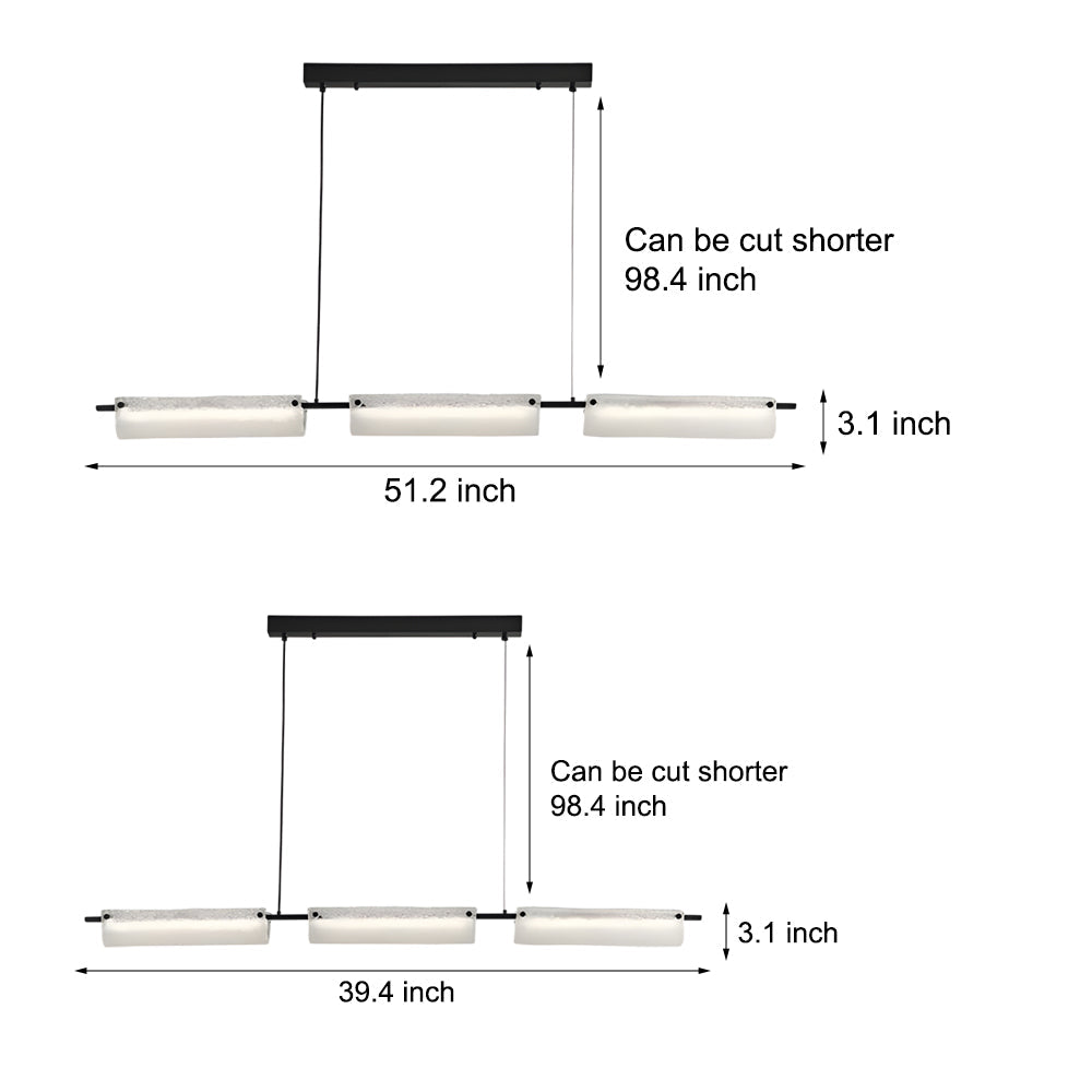 Modern Linear Copper Frosted Glass Long Kitchen Island Light