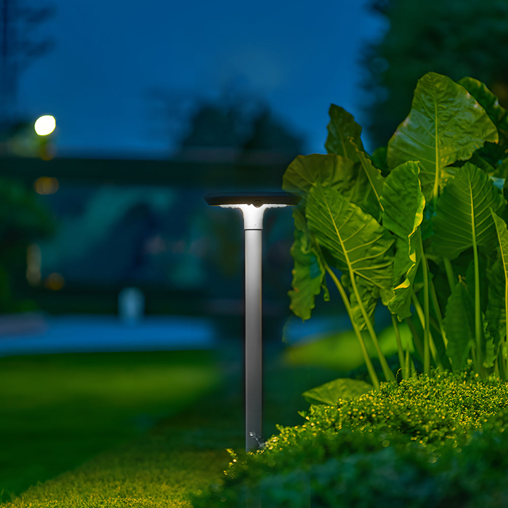 Modern Round Dual Motion Sensor LED Solar Garden Post Lights