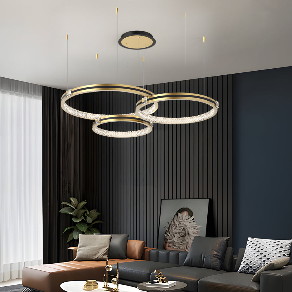 Circular Rings Three Step Dimming Brushed Gold Modern Ceiling Lights Fixture