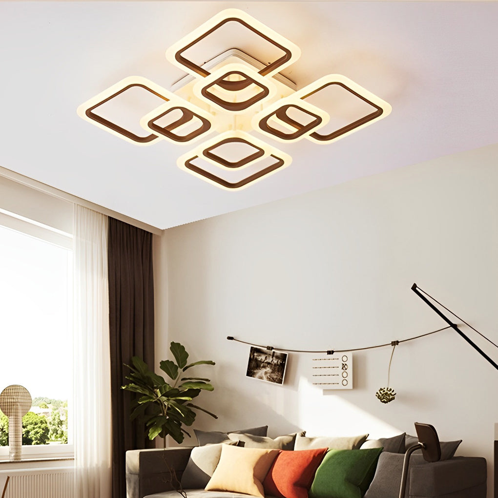 Square Creative Stepless Dimming with Remote Modern Ceiling Light Fixture