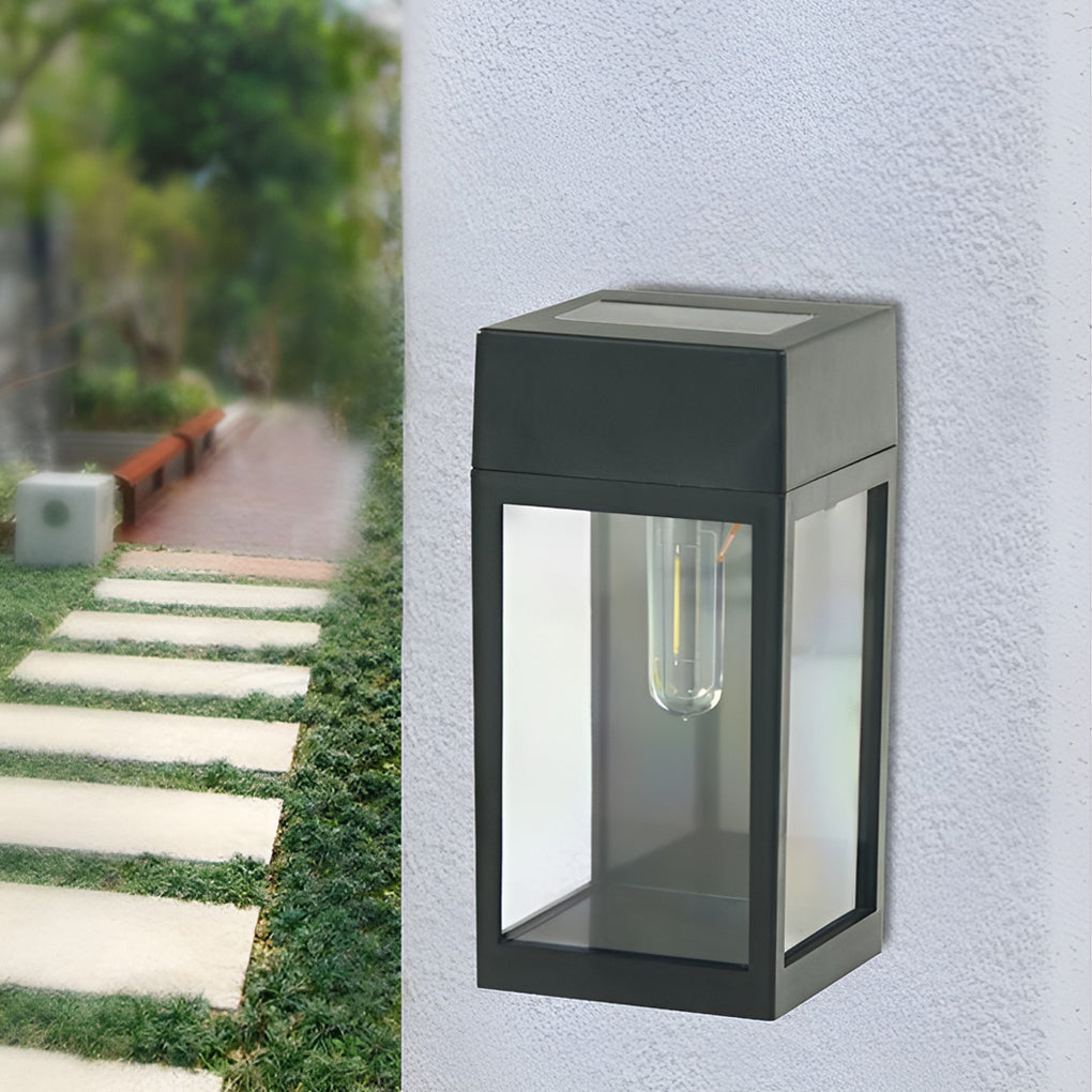 Rectangular Glass LED Waterproof Light-controlled Solar Wall Lamp