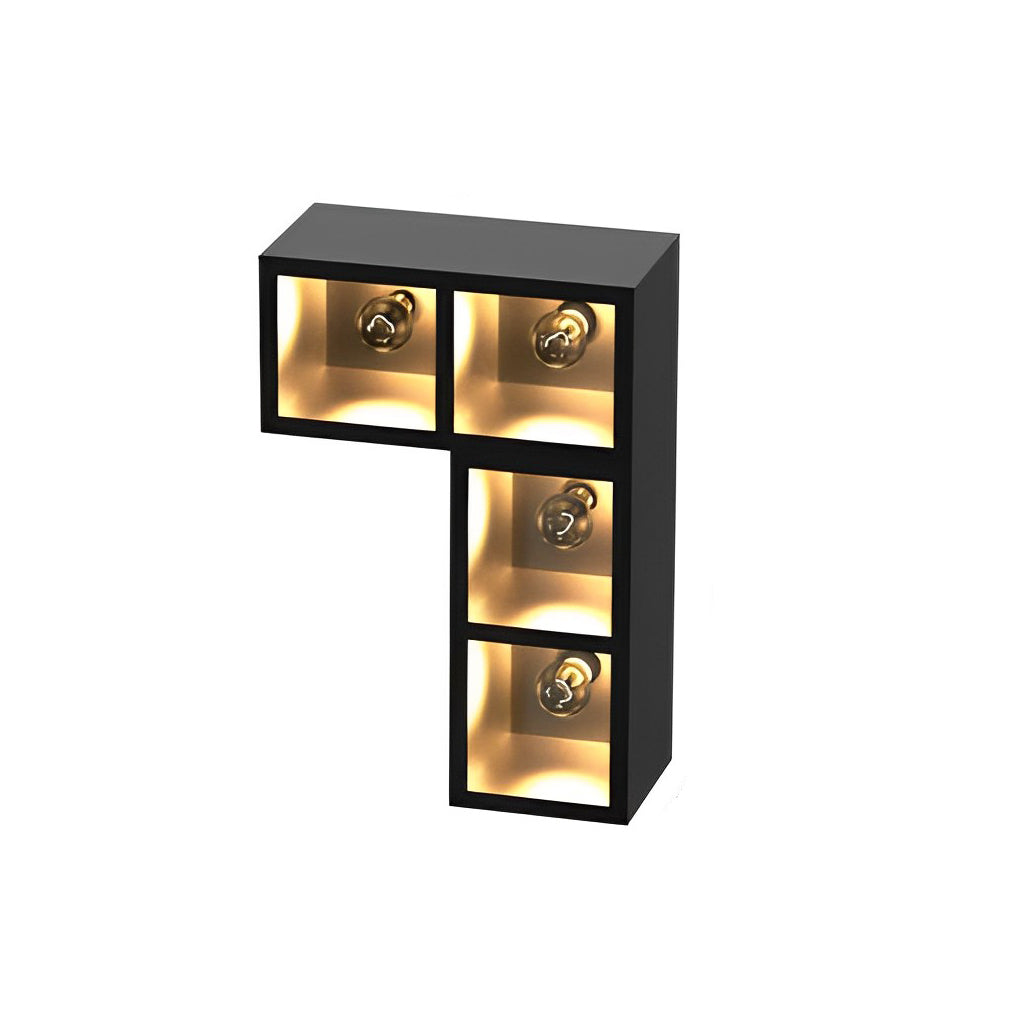 Waterproof Creative Square Combination LED Black Wall Lamp with Flowerpot