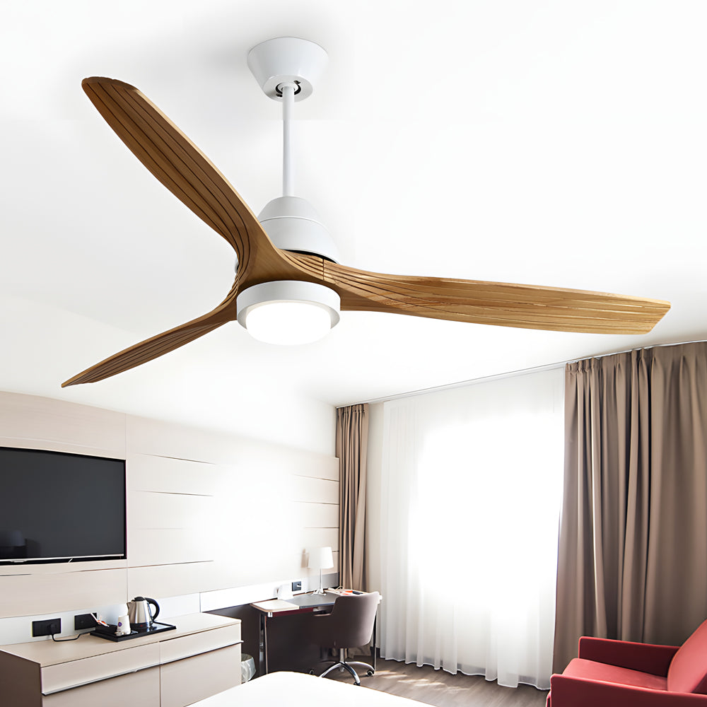 Nordic 52-Inch 3-Blade Wooden Ceiling Fan Light with Remote, 6-Speed